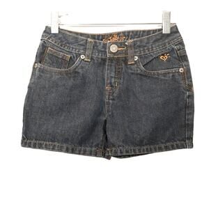 JUSTICE girls denim jean shorts 8R dark blue simply low 100% cotton